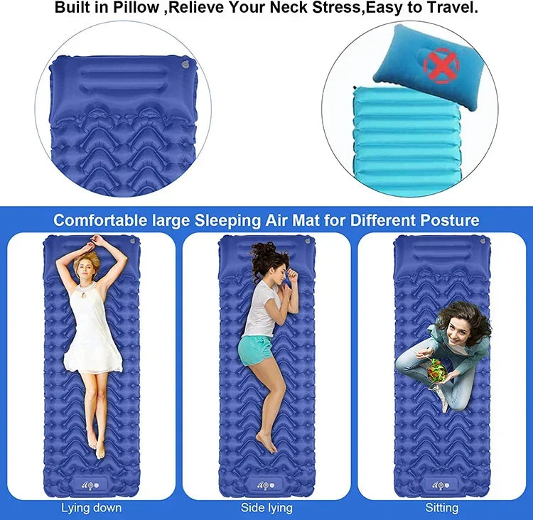 ComfortRest 10cm厚 自動膨張式スリーピングパッド — 自動バルブ膨張、ふんわり快適なサポート