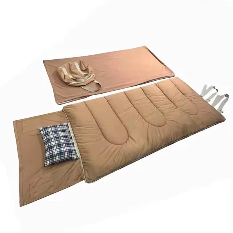 Sac de couchage imperméable léger 3 saisons CozyNest - doublure en flanelle, oreiller inclus