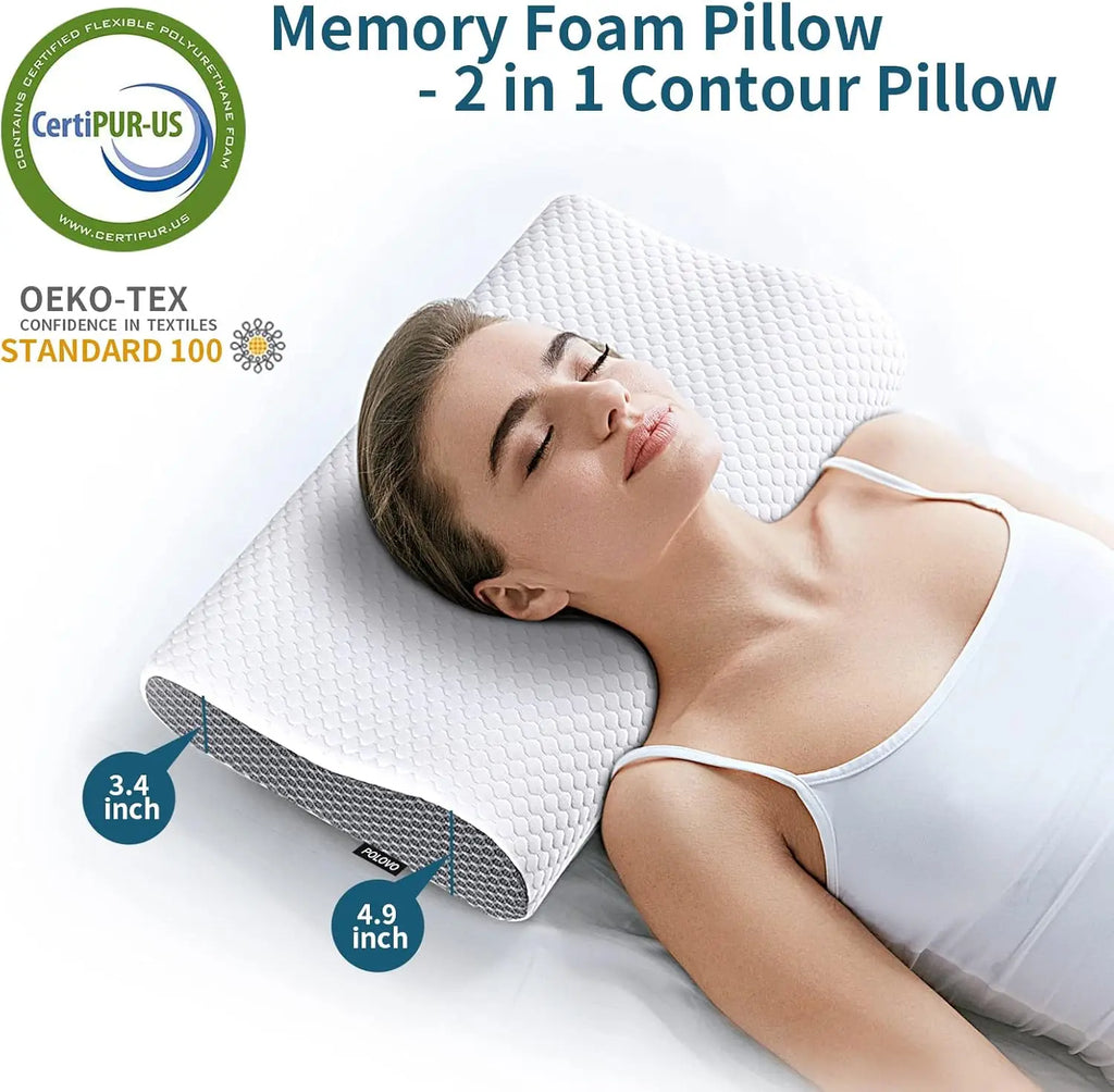 Wyprofilowana poduszka ortopedyczna ComfortCloud z pianki memory foam – ergonomiczne podparcie szyi