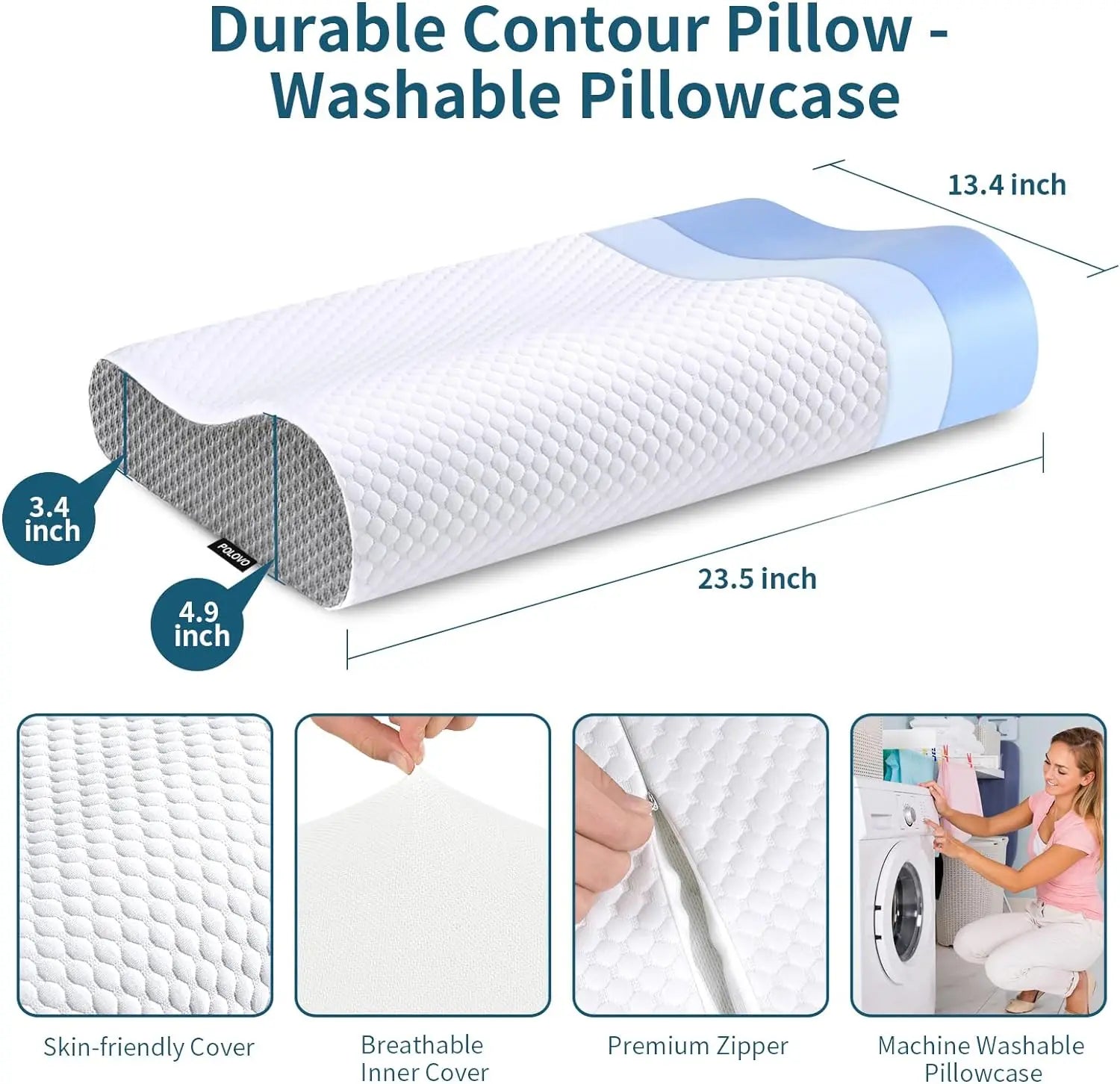 Wyprofilowana poduszka ortopedyczna ComfortCloud z pianki memory foam – ergonomiczne podparcie szyi