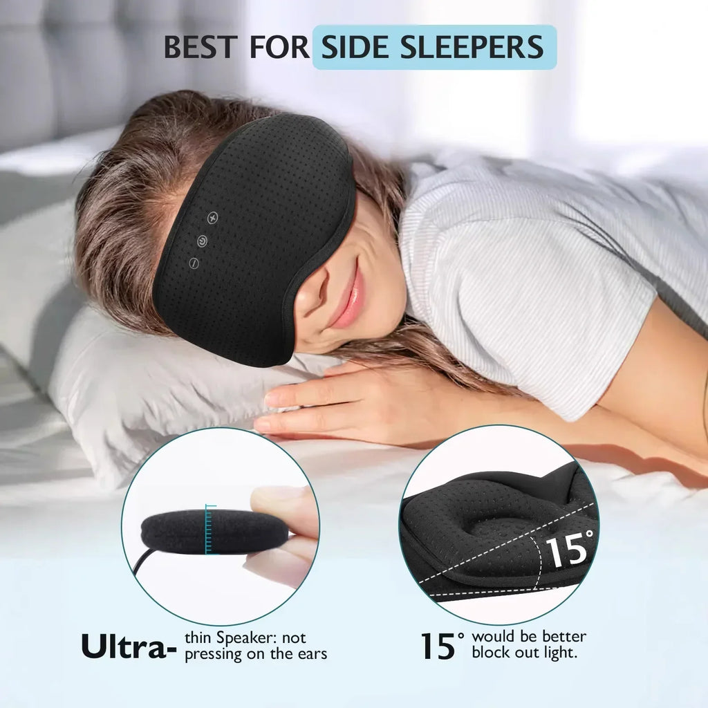 Spací maska DreamGuard Bluetooth — úplné zatemnění, prodyšná tkanina