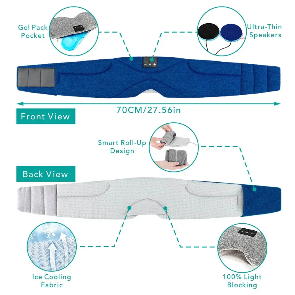 ComfortZone Bluetooth Sleep Mask — Light Blocking Contour, Soft Integrated Speakers
