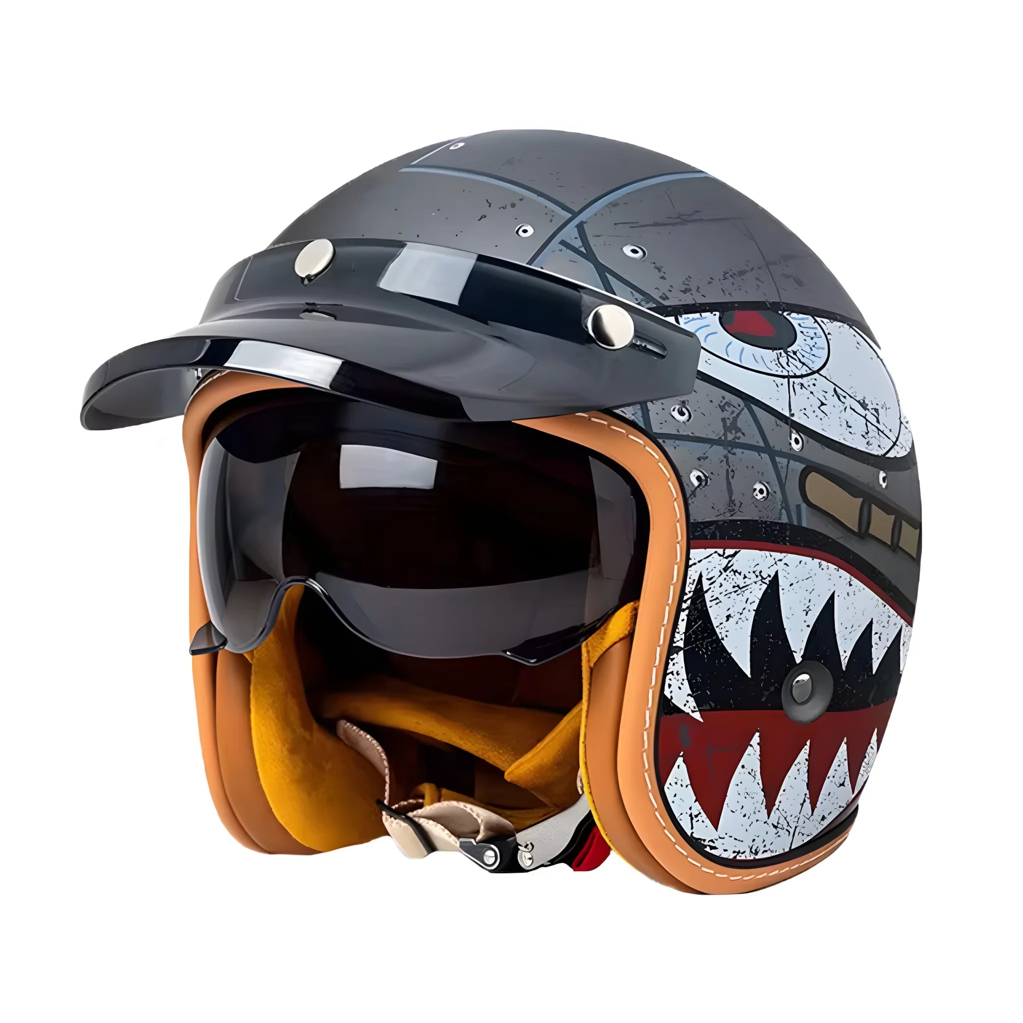 The Street King - Vintage Open Face Helmet - DOT & ECE Approved - Meowbutter