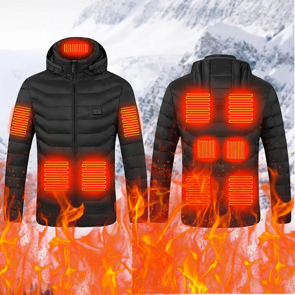 Vyhřívaná outdoorová bunda — dvojité vyhřívání hrudníku a páteře, zóny s teplotou 130 °F, výdrž 10 hodin