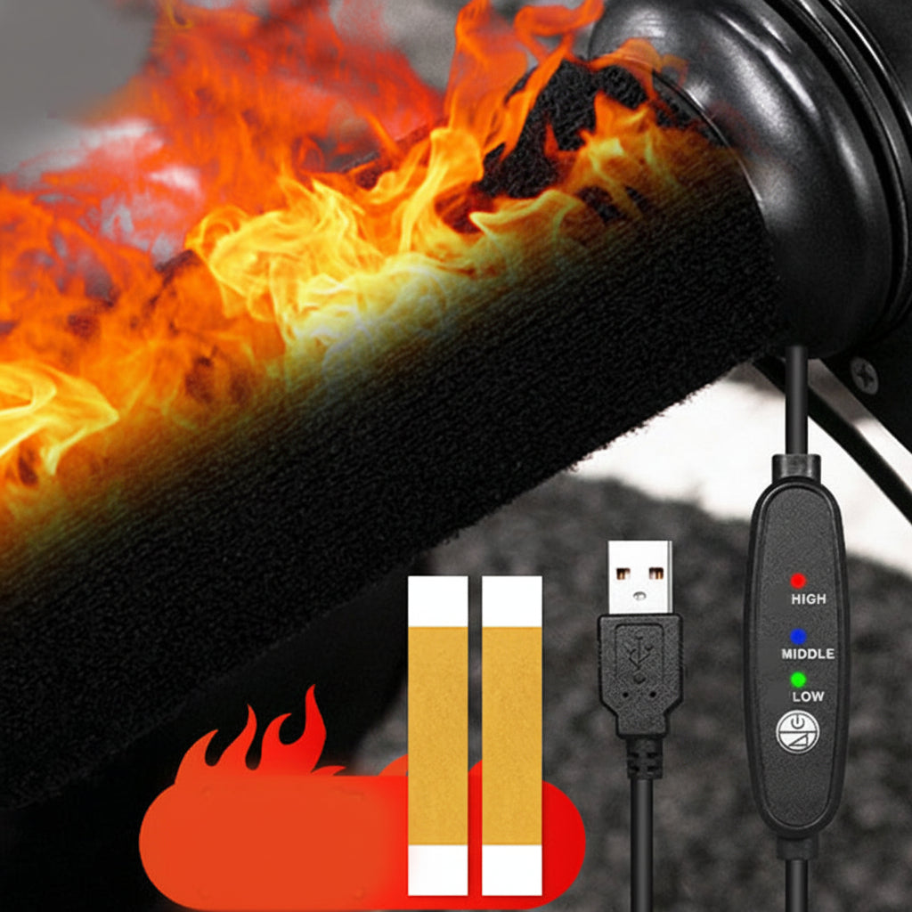 Vyhřívané rukojeti řídítek — napájení přes USB, regulace teploty