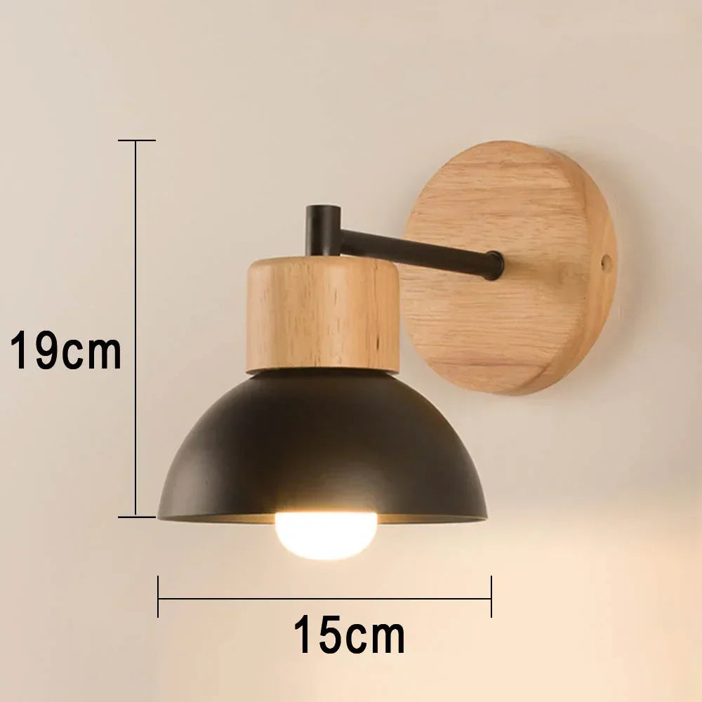 Warm Nordic Wall Sconce — Smooth Timber and Powder Coated Metal Housing