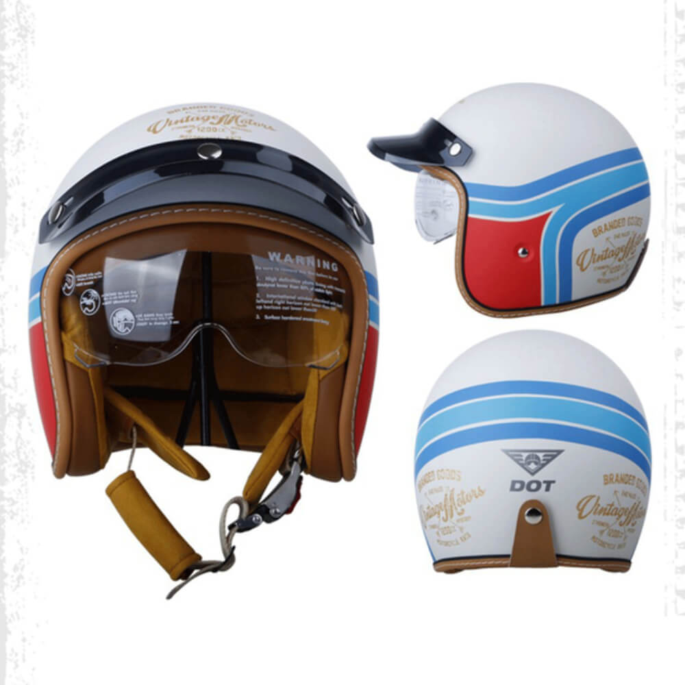 Vintage 3/4 Open-Face Motorcycle Helmet — Retro Rider Style