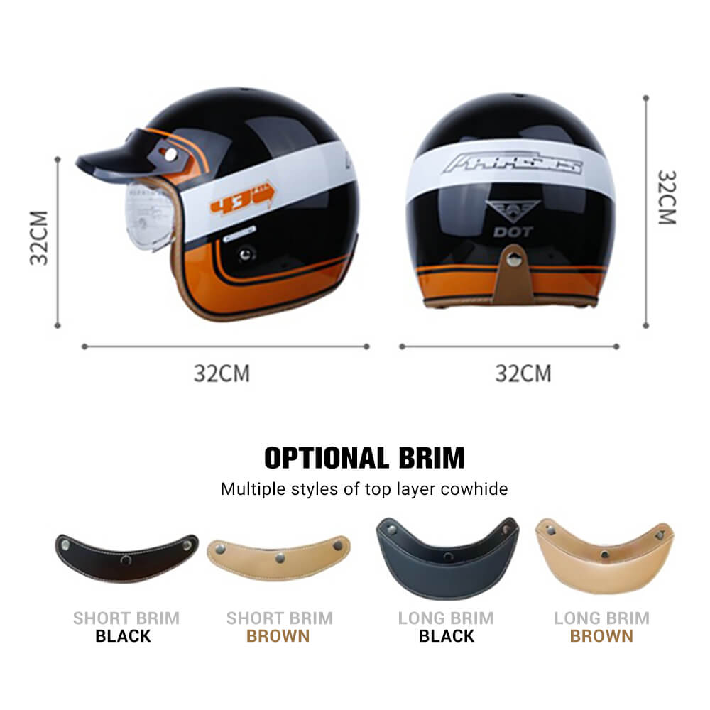 Vintage 3/4 Open-Face Motorcycle Helmet — Retro Rider Style