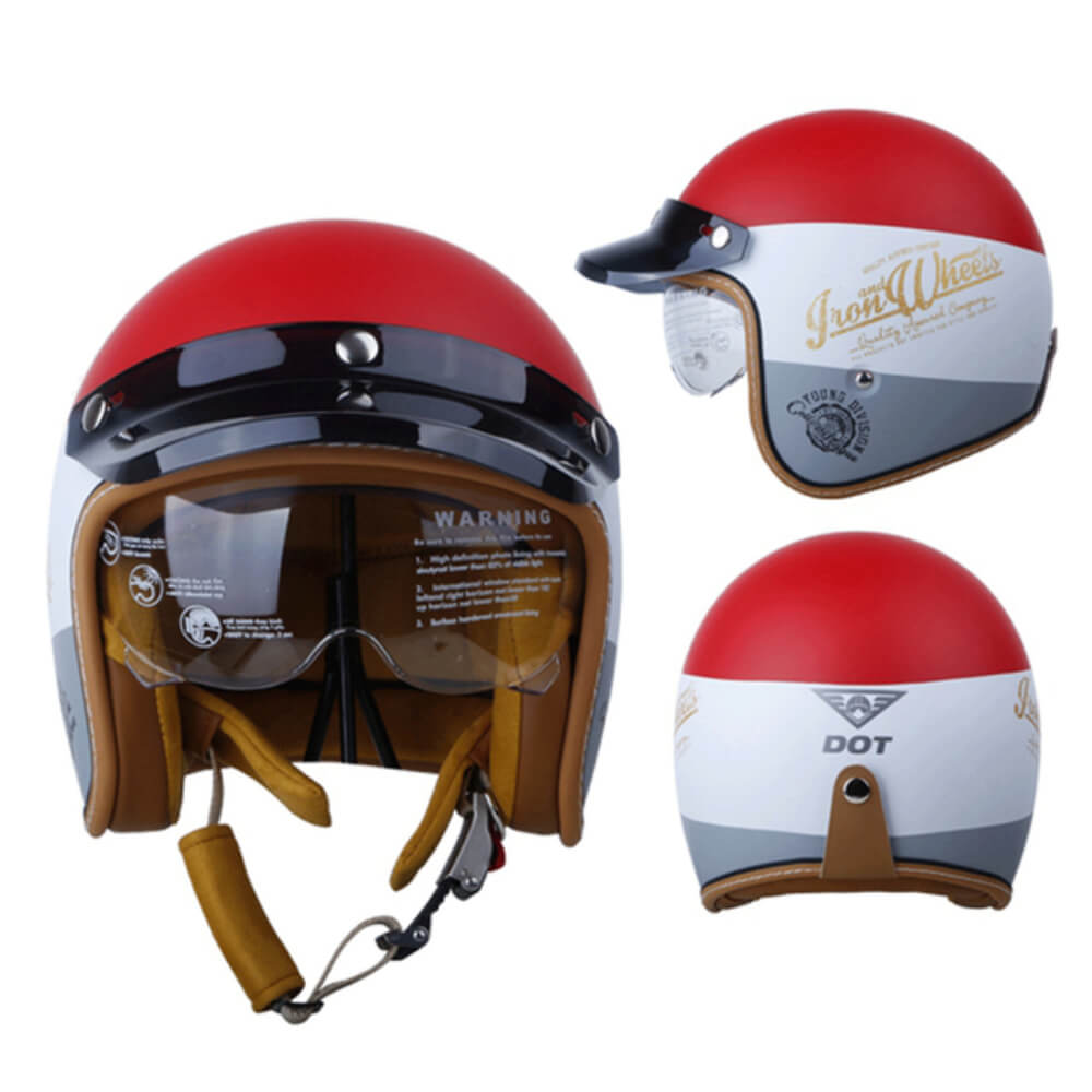 Vintage 3/4 Open-Face Motorcycle Helmet — Retro Rider Style