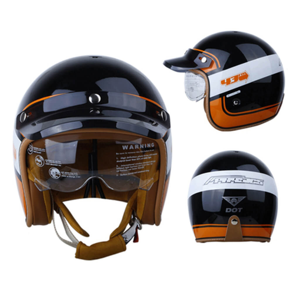 Vintage 3/4 Open-Face Motorcycle Helmet — Retro Rider Style