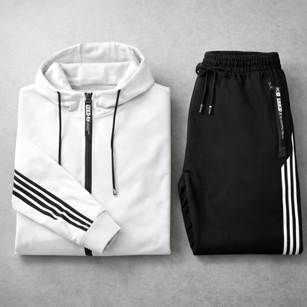 Atmungsaktives Trainingsanzug-Set für Herren – Leichter Kapuzenpullover und schmal zulaufende Jogginghose
