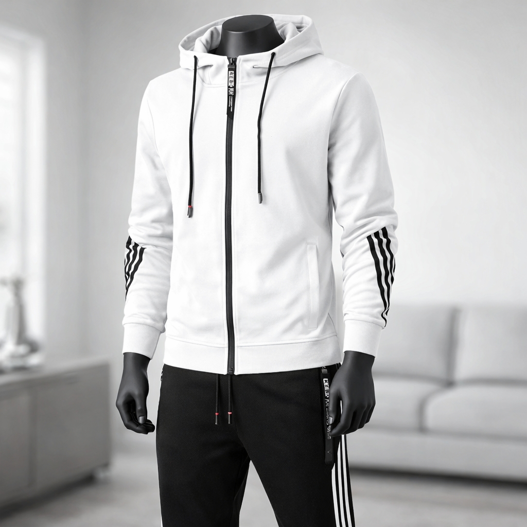 Atmungsaktives Trainingsanzug-Set für Herren – Leichter Kapuzenpullover und schmal zulaufende Jogginghose