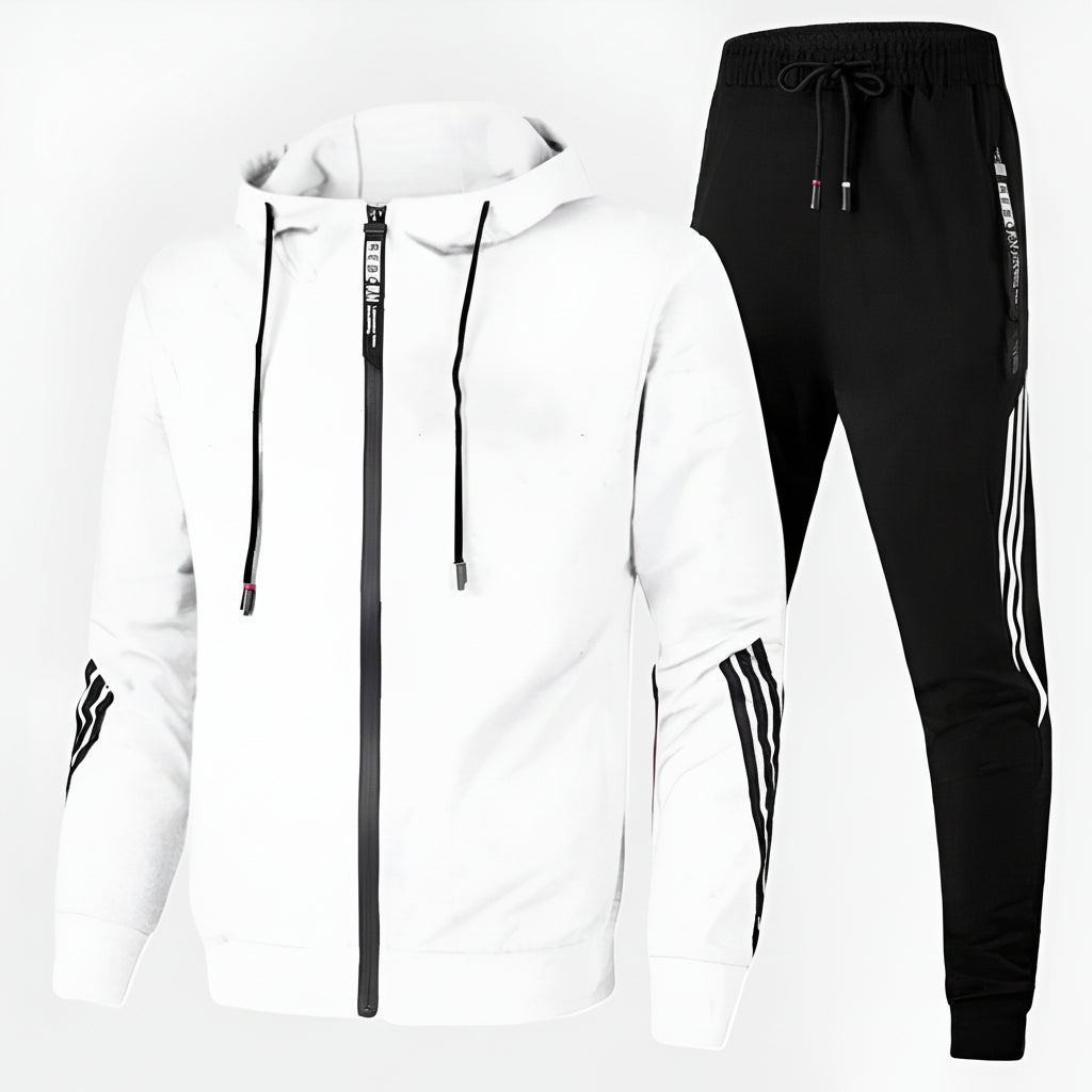 Atmungsaktives Trainingsanzug-Set für Herren – Leichter Kapuzenpullover und schmal zulaufende Jogginghose