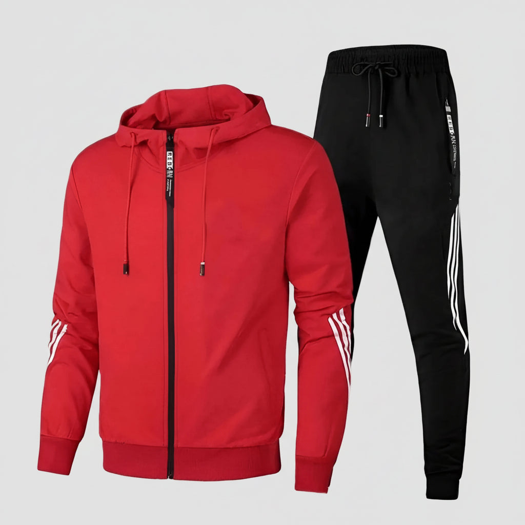 Atmungsaktives Trainingsanzug-Set für Herren – Leichter Kapuzenpullover und schmal zulaufende Jogginghose