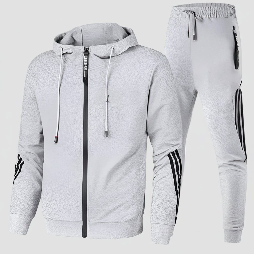 Atmungsaktives Trainingsanzug-Set für Herren – Leichter Kapuzenpullover und schmal zulaufende Jogginghose