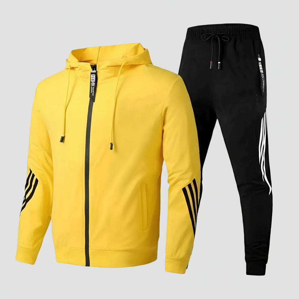 Atmungsaktives Trainingsanzug-Set für Herren – Leichter Kapuzenpullover und schmal zulaufende Jogginghose