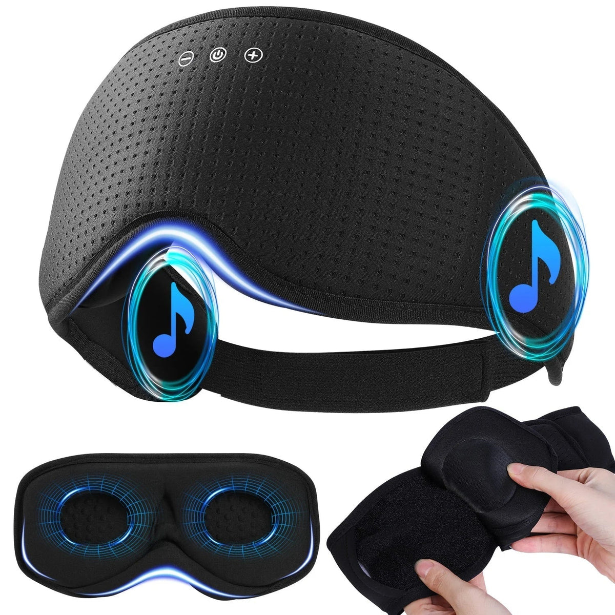 Spací maska DreamGuard Bluetooth — úplné zatemnění, prodyšná tkanina