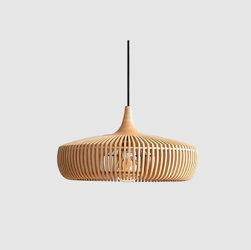 Lampa wisząca sufitowa Hinori w stylu japandi — z litego drewna