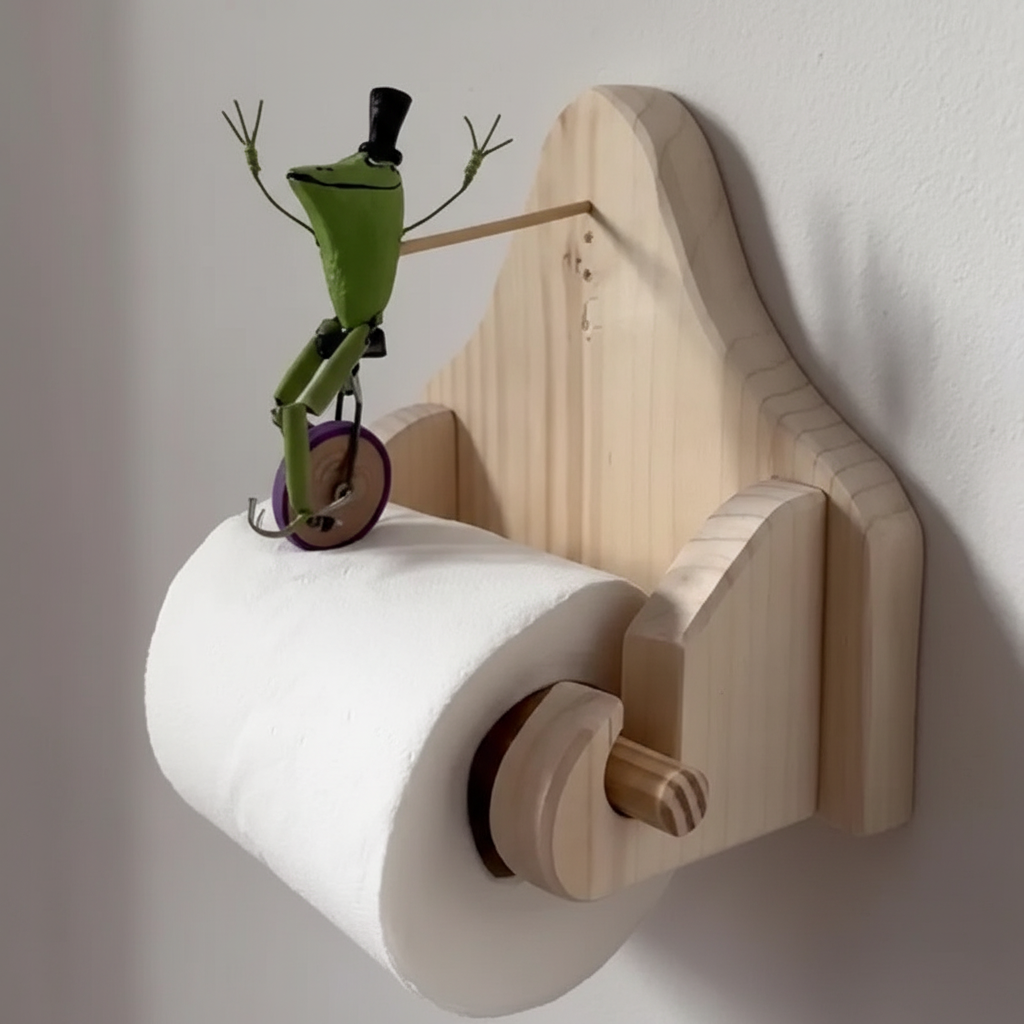 Support mural en bois FrogCycle — touche ludique pour la salle de bains