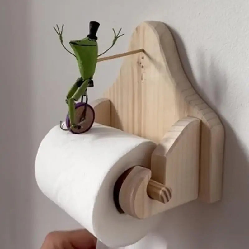 Support mural en bois FrogCycle — touche ludique pour la salle de bains