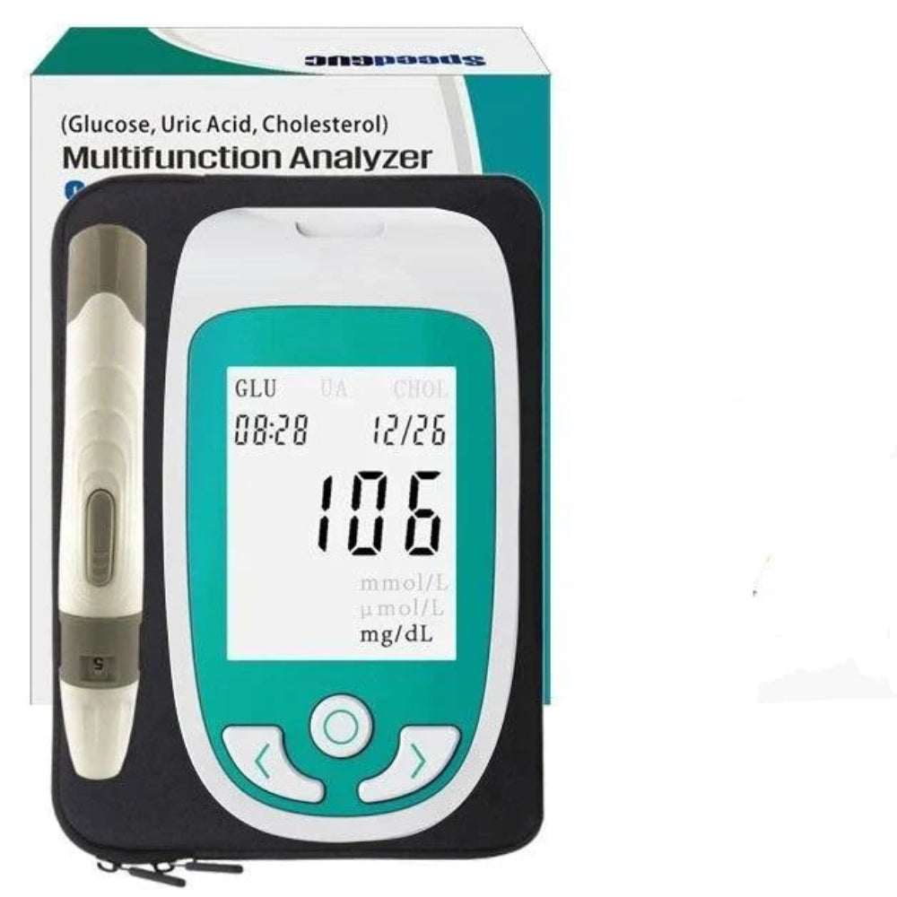 ערכת בדיקה לרמת גלוקוז וכולסטרול בדם — צג LCD דיגיטלי
