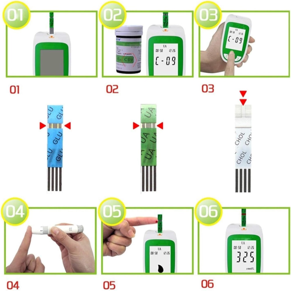 ערכת בדיקה לרמת גלוקוז וכולסטרול בדם — צג LCD דיגיטלי