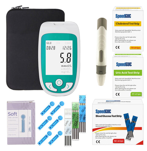3-In-1 Wellness Metrics Reader — Cholesterol, Blood Glucose, and Uric Acid Meter