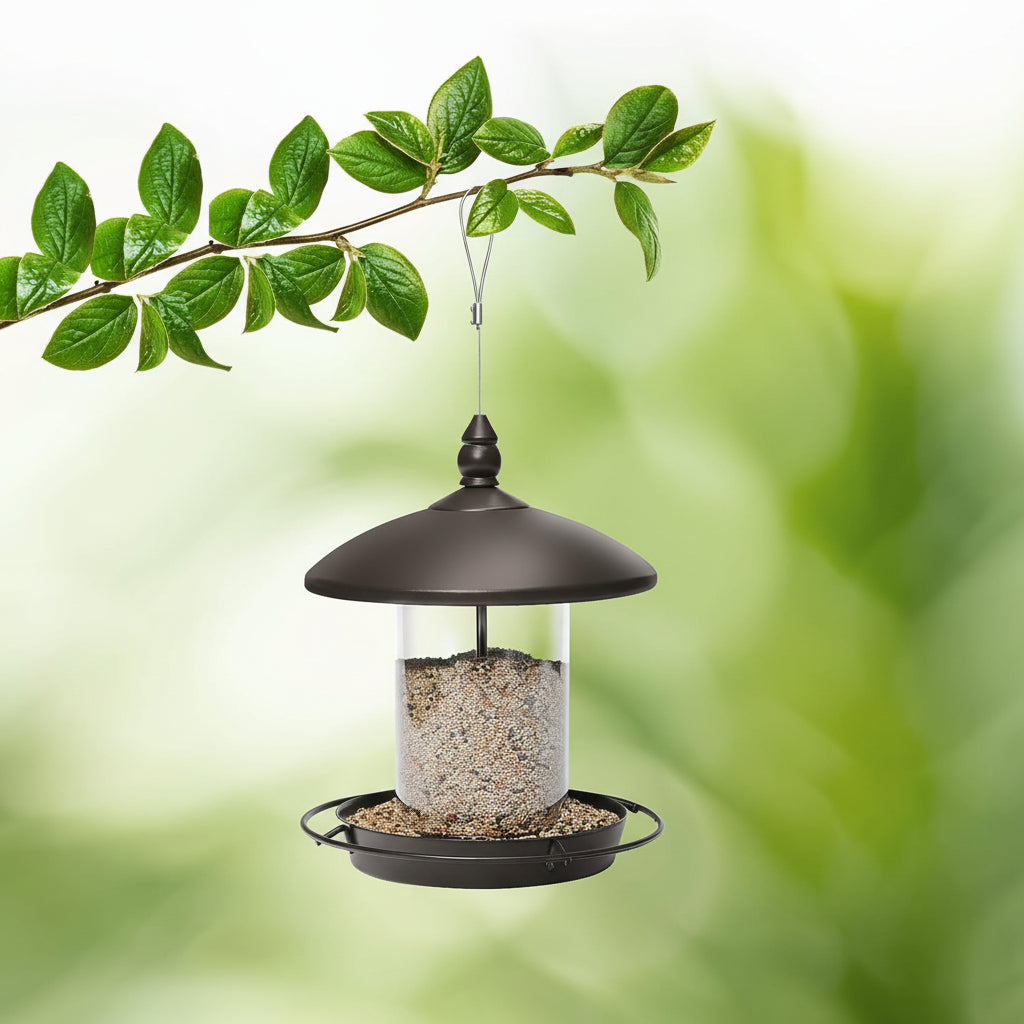 مغذٍ معدني للطيور — هيكل متين، مجثم محيطي، فتحة تعبئة علوية