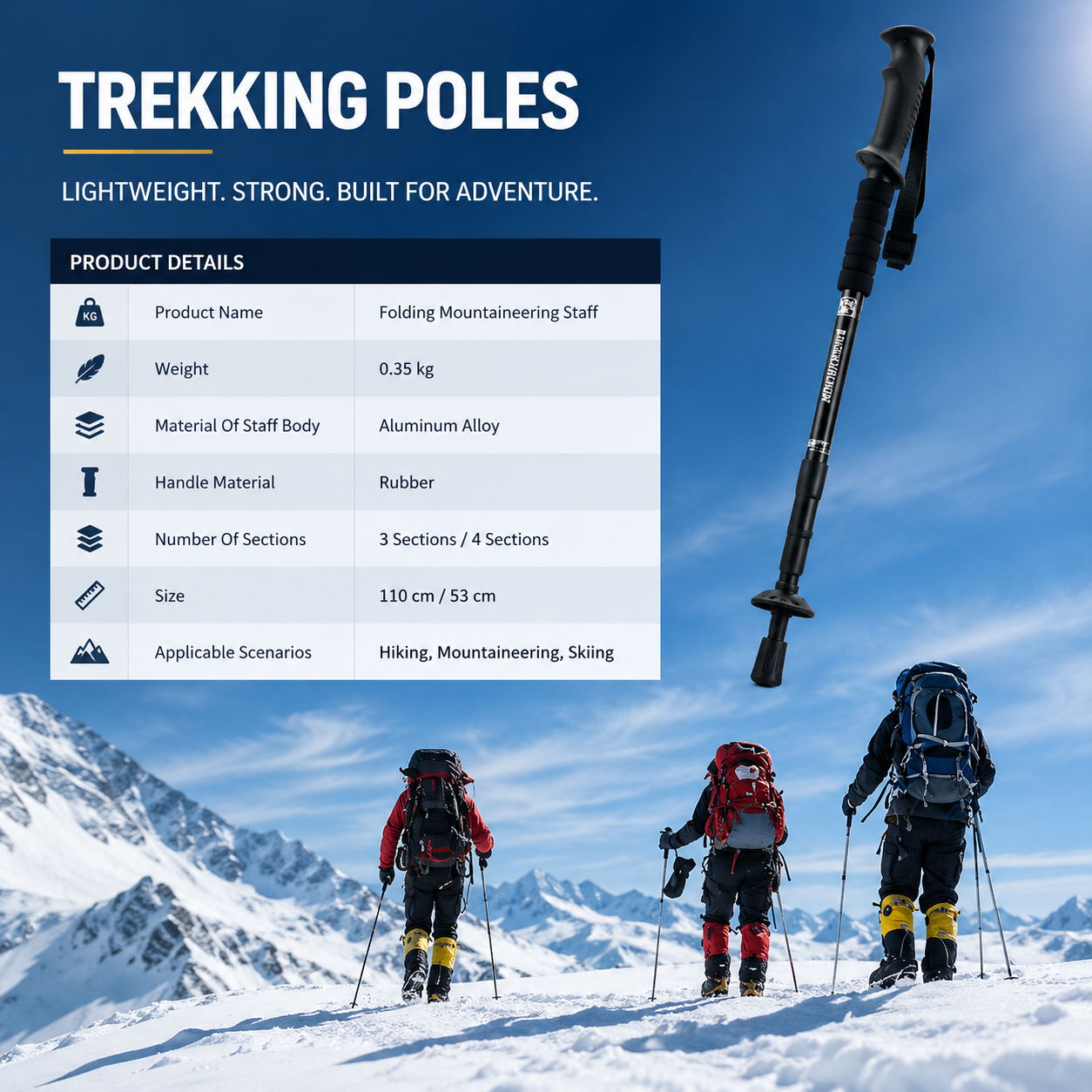 Trekking Poles - Ultralight Foldable Design - Shock Absorption Hiking Aid | meowbutter