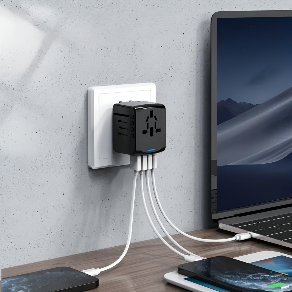 Uniwersalny adapter podróżny - ponad 150 krajów - porty USB - zabezpieczenia bezpieczeństwa - 4 kolory | meowbutter