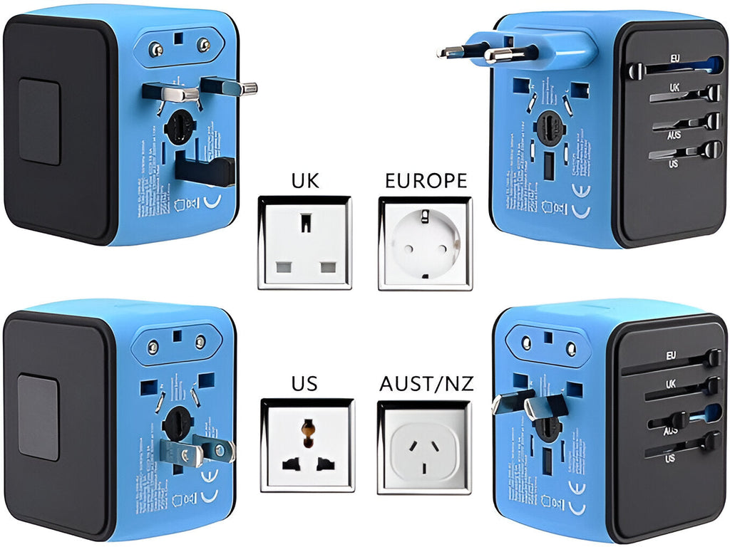 Uniwersalny adapter podróżny - ponad 150 krajów - porty USB - zabezpieczenia bezpieczeństwa - 4 kolory | meowbutter