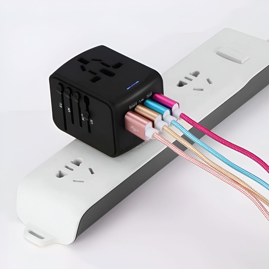 Uniwersalny adapter podróżny - ponad 150 krajów - porty USB - zabezpieczenia bezpieczeństwa - 4 kolory | meowbutter