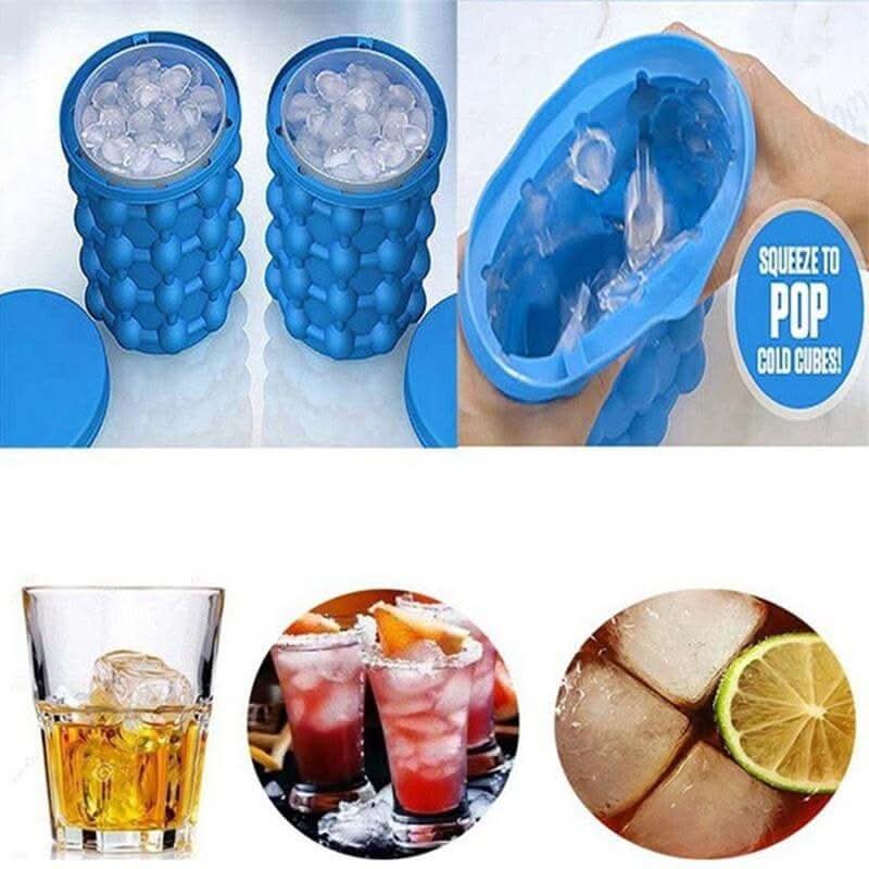 IceCube Maker Compact 2-in-1 Silicone Tray and Cooler — 120 Cubes per Batch, Cuts Freezer Space by 90%