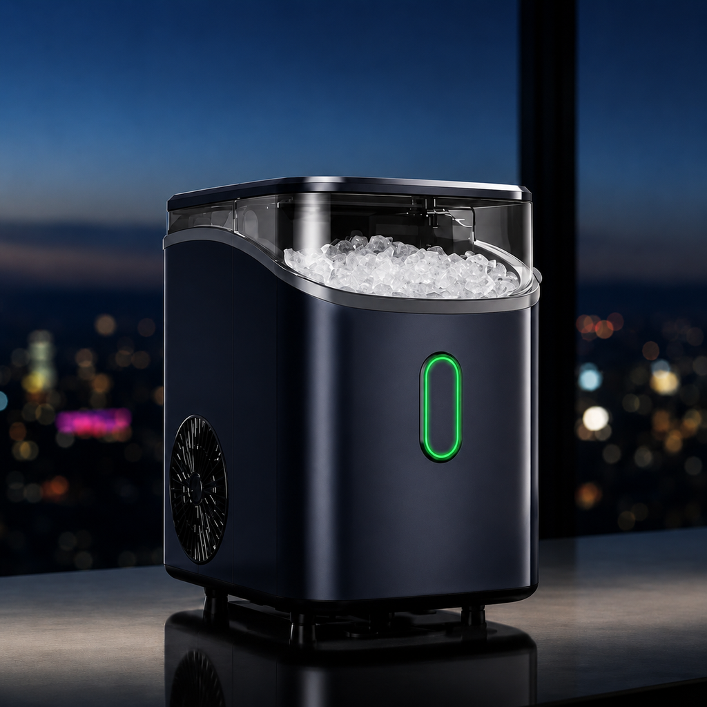 Macchina per il ghiaccio a cubetti Nugget da banco refrigerata | Meowbutter