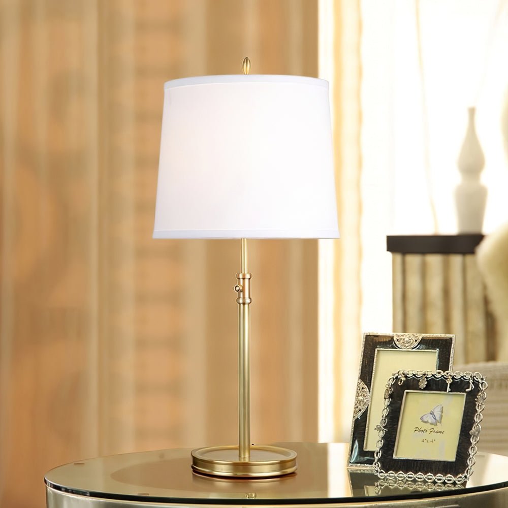 Aurello Golden Table Lamp With Linen Fabric Lampshade