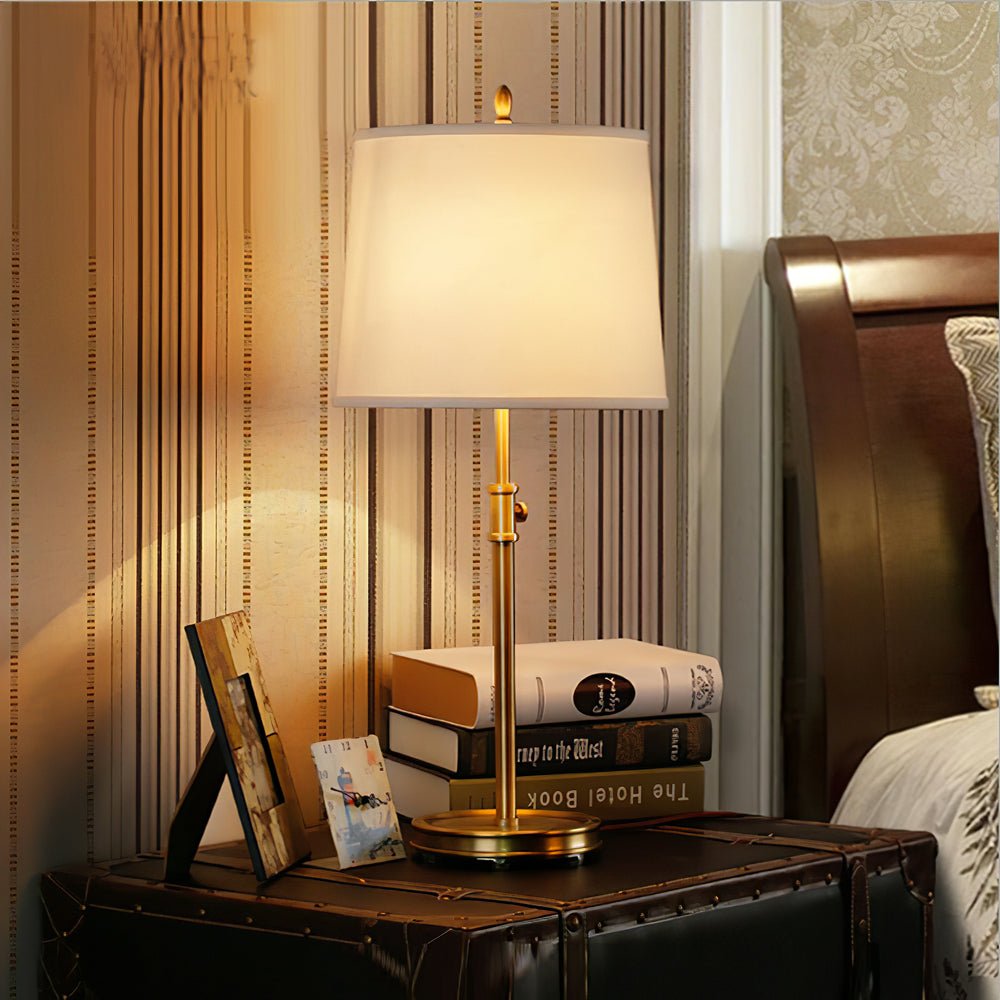 Aurello Golden Table Lamp With Linen Fabric Lampshade