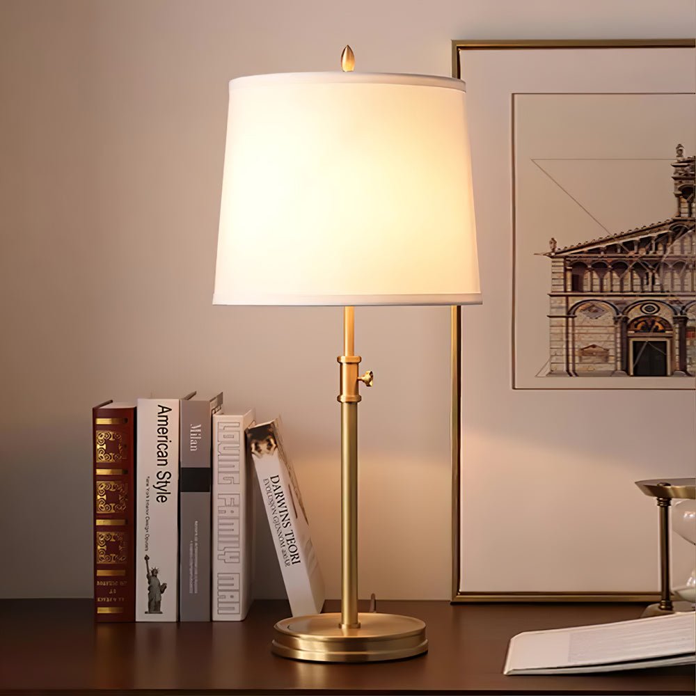 Aurello Golden Table Lamp With Linen Fabric Lampshade