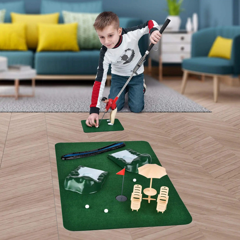 Kit compatto per l’allenamento di golf indoor — 5 mazze, tappetino per il putting e accessori