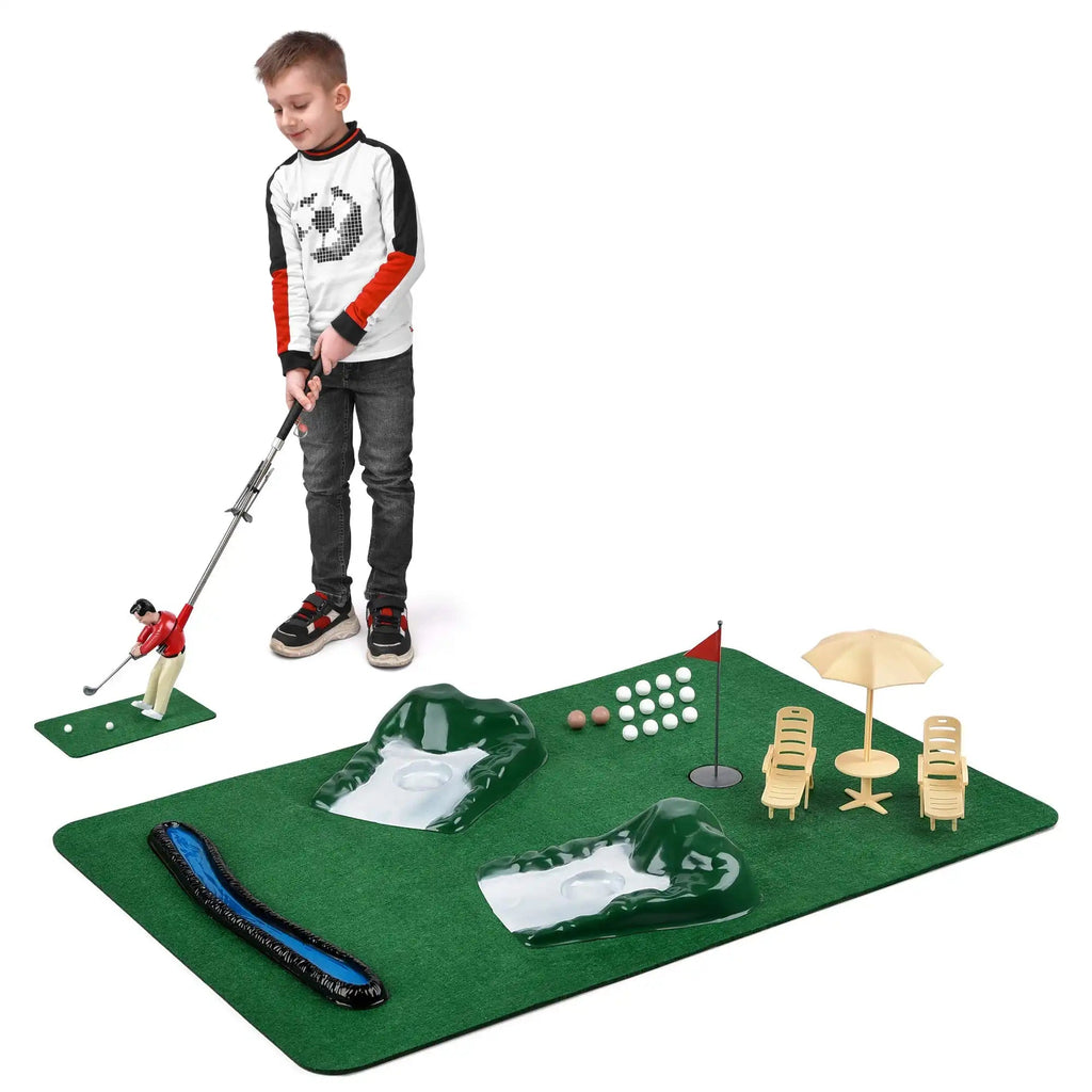 Kit compatto per l’allenamento di golf indoor — 5 mazze, tappetino per il putting e accessori