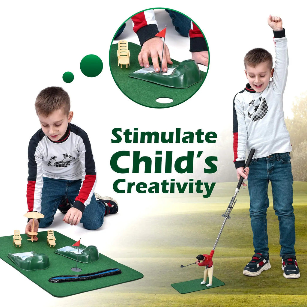 Kit compatto per l’allenamento di golf indoor — 5 mazze, tappetino per il putting e accessori