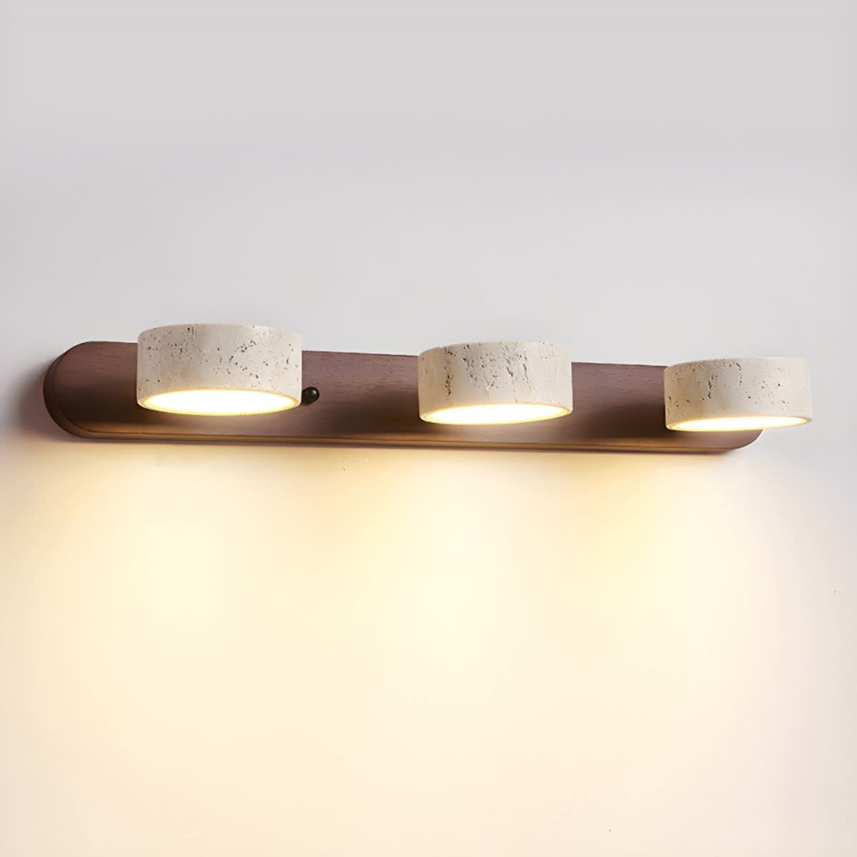 Natürliche Travertin- und Holz-LED-Wandleuchte für moderne Innenräume | meowbutter