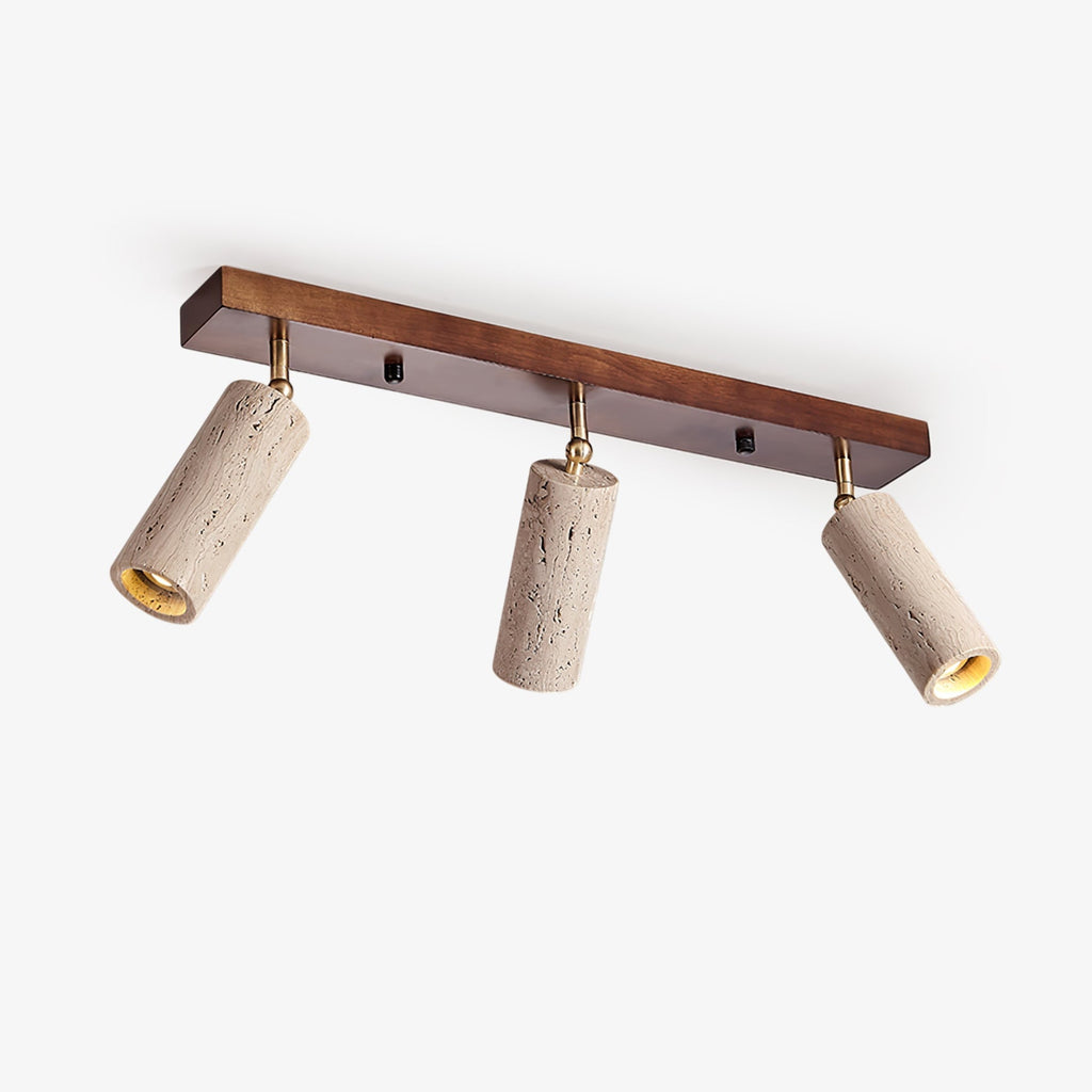 Industrial Wood And Concrete Ceiling Light With Adjustable Spotlights