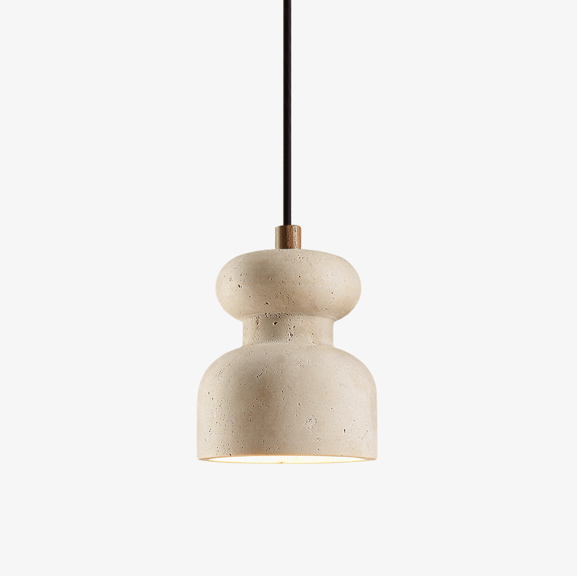 Industrial Pendant Light With Textured Travertine And Adjustable Height