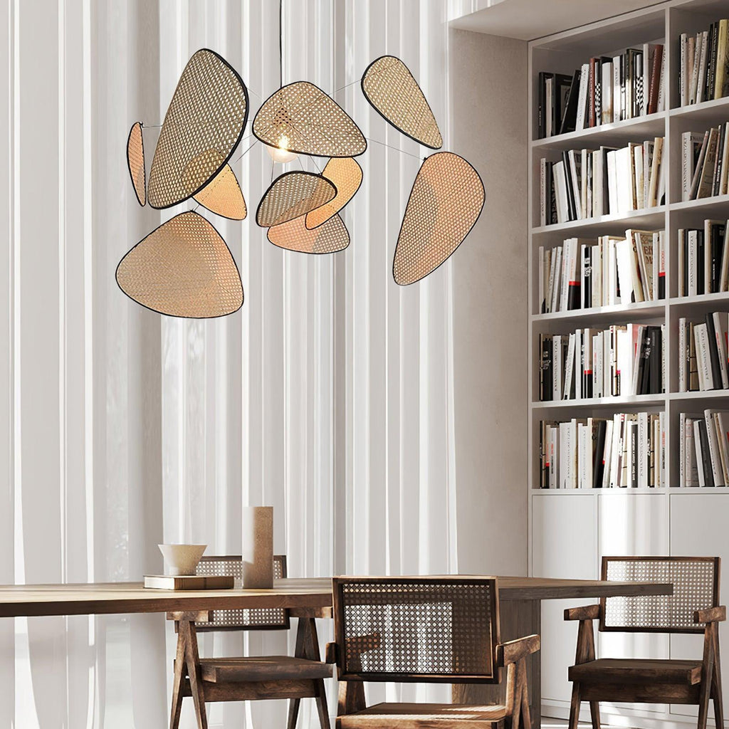 Industrial Woven Rattan Pendant Light With Adjustable Height