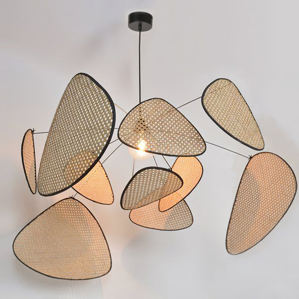 Industrial Woven Rattan Pendant Light With Adjustable Height