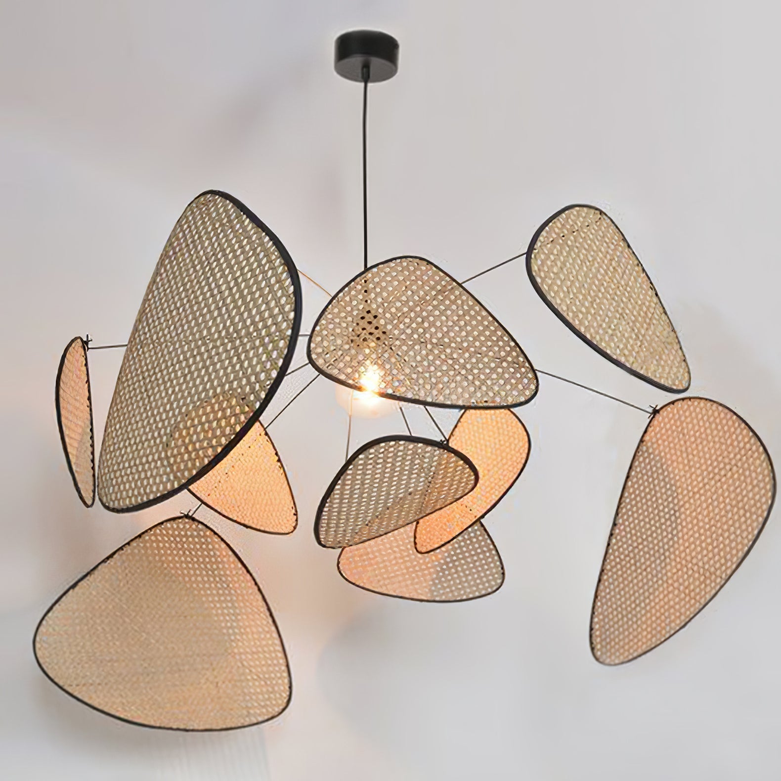 Industrial Woven Rattan Pendant Light With Adjustable Height