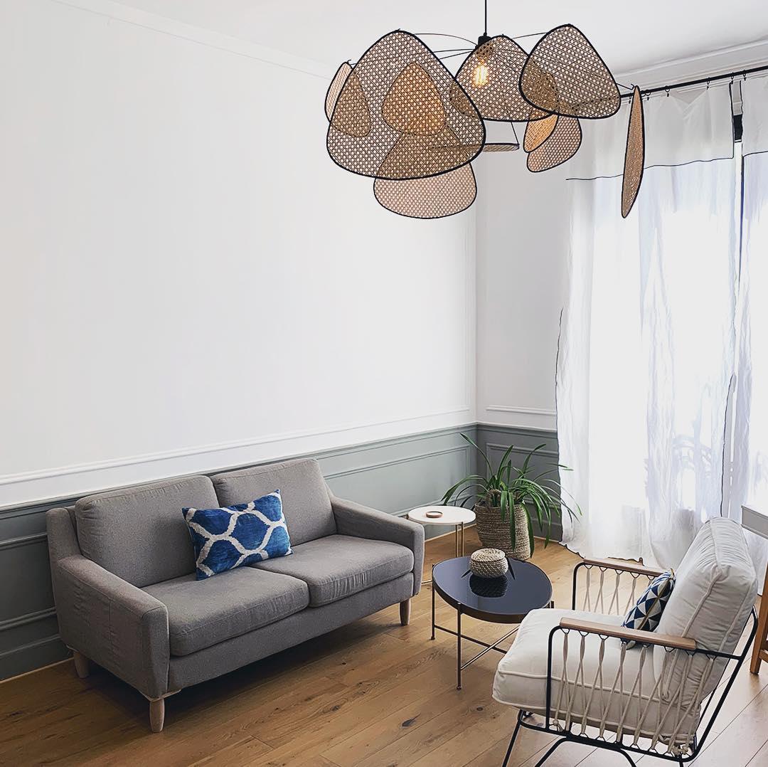Industrial Woven Rattan Pendant Light With Adjustable Height