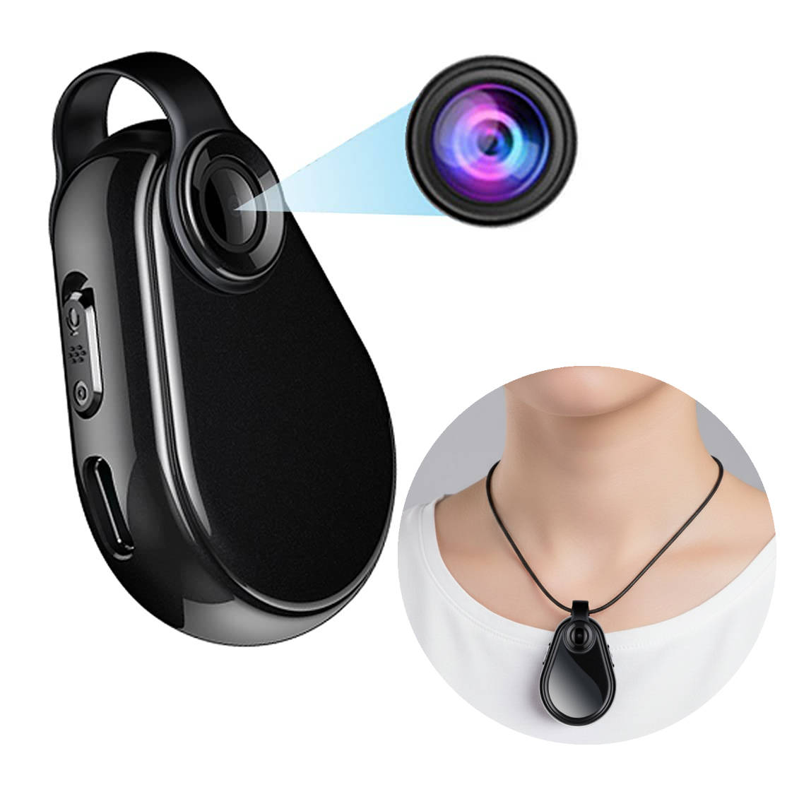 Videoregistratore indossabile mini 1080P — ciondolo con audio, design compatto