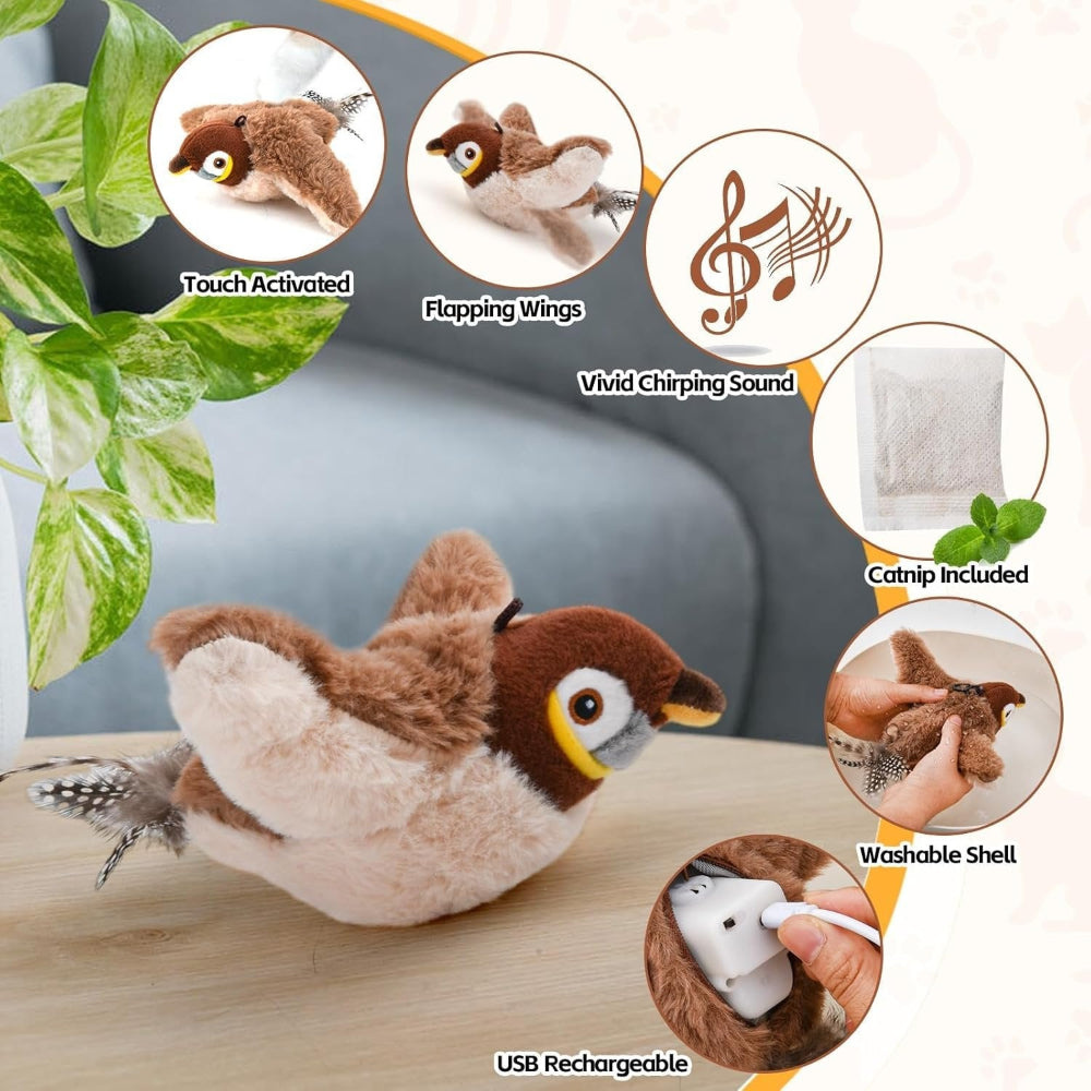 Cat Toy Interactive Bird Sound Flapping Rechargeable Pet Toy | Meowbutter