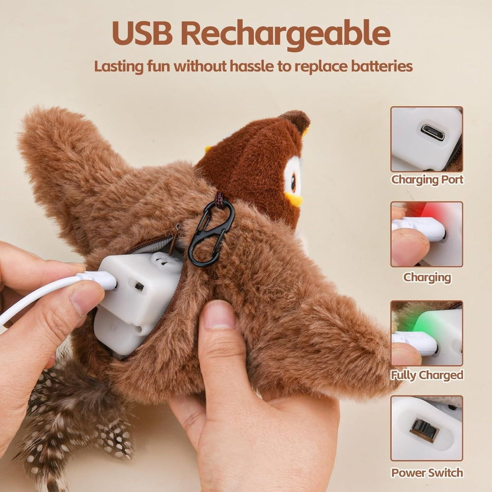Cat Toy Interactive Bird Sound Flapping Rechargeable Pet Toy | Meowbutter